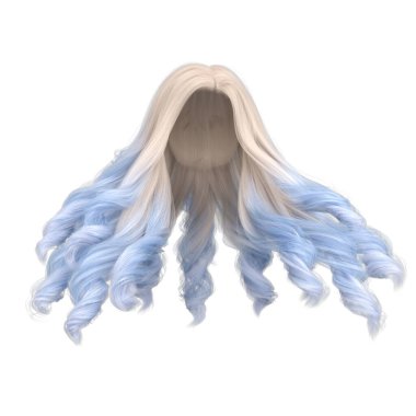 Üç boyutlu sarışın ve açık mavi dalgalı prenses saçı.