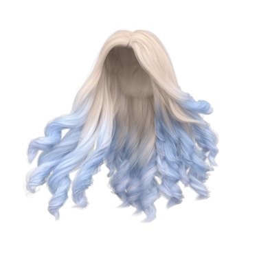 Üç boyutlu sarışın ve açık mavi dalgalı prenses saçı.