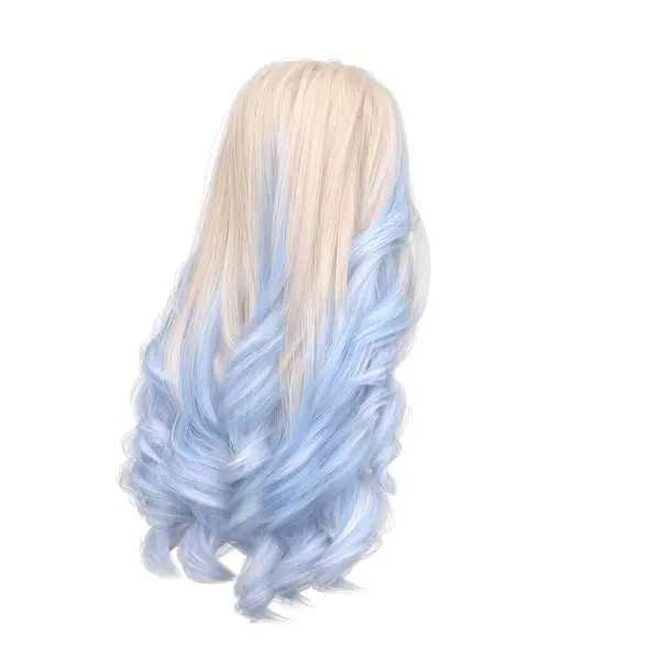 stock image 3d rendering blond and light blue wavy princess hair isolated