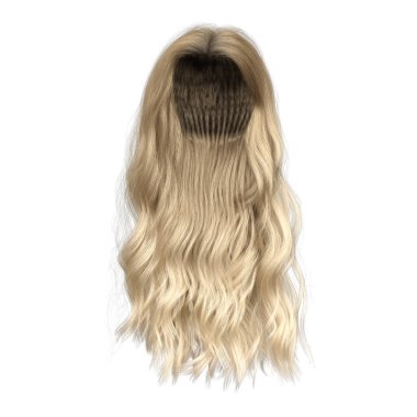 3D düz, sarı saçlı, izole edilmiş.