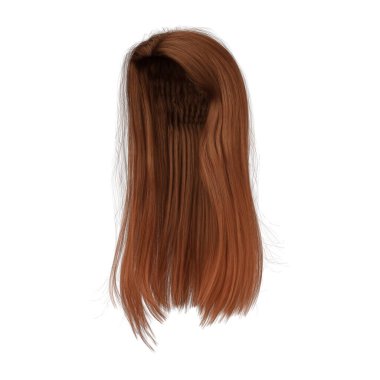 3D düz, kızıl saçlar izole edilmiş.