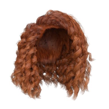 3D kıvırcık kızıl saçlar izole edilmiş.