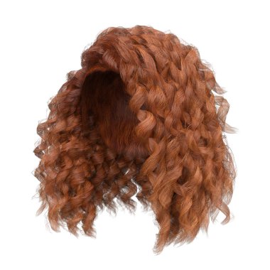 3D kıvırcık kızıl saçlar izole edilmiş.