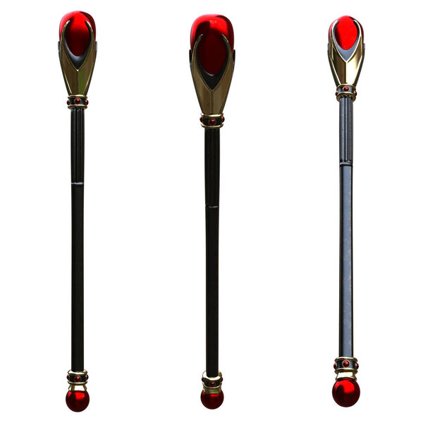 3d render medieval fantasy magical scepter isolated