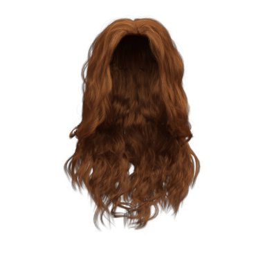 3 boyutlu kıvırcık dalgalı, uzun kızıl saçlar izole edilmiş.