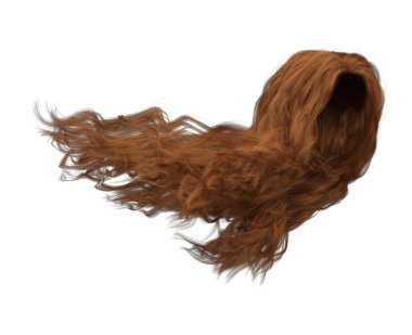 3 boyutlu kıvırcık dalgalı, uzun kızıl saçlar izole edilmiş.