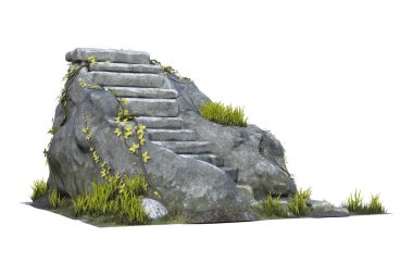 3D doğal yolu taştan merdiven izole et