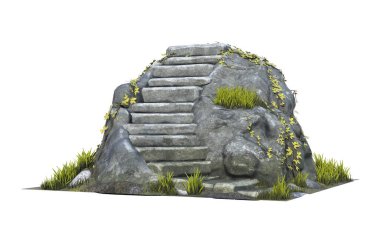 3D doğal yolu taştan merdiven izole et