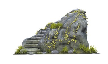 3D doğal yolu taştan merdiven izole et