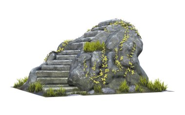 3D doğal yolu taştan merdiven izole et