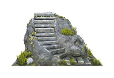 3D doğal yolu taştan merdiven izole et