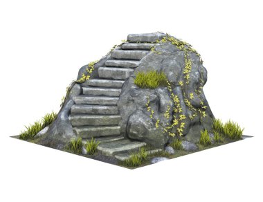3D doğal yolu taştan merdiven izole et