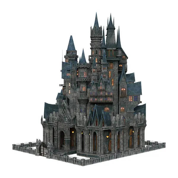3D karanlık vampir şatosu fantezisini izole et