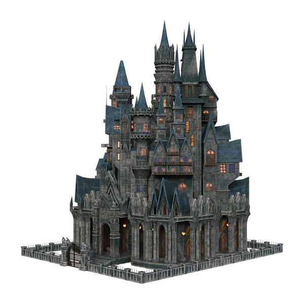 3d render dark vampire castle fantasy isolated