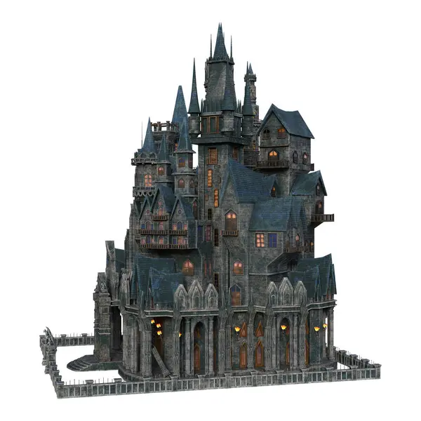 3D karanlık vampir şatosu fantezisini izole et