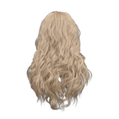 3 boyutlu kıvrımlı dalgalı, uzun sarı saçlar izole edilmiş.