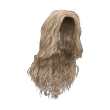 3 boyutlu kıvrımlı dalgalı, uzun sarı saçlar izole edilmiş.