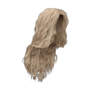 3 boyutlu kıvrımlı dalgalı, uzun sarı saçlar izole edilmiş.