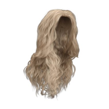 3 boyutlu kıvrımlı dalgalı, uzun sarı saçlar izole edilmiş.