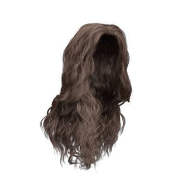 3D kıvırcık dalgalı, uzun kahverengi saçları izole eder.