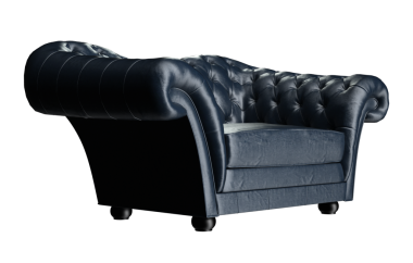 3D işlemeli mavi deri koltuk lüks izole edilmiş.