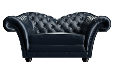 3D işlemeli mavi deri koltuk lüks izole edilmiş.