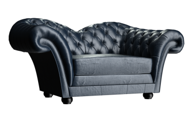 3D işlemeli mavi deri koltuk lüks izole edilmiş.