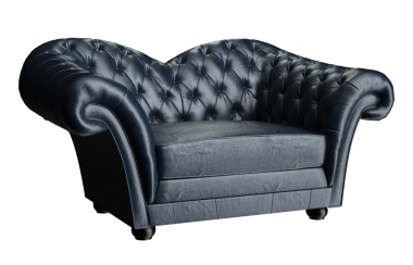 3D işlemeli mavi deri koltuk lüks izole edilmiş.