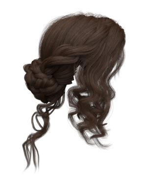 3D zarif kıvırcık, koyu kahverengi saçlar izole edilmiş.