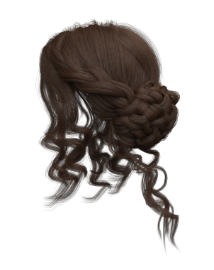 3D zarif kıvırcık, koyu kahverengi saçlar izole edilmiş.
