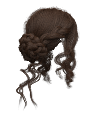 3D zarif kıvırcık, koyu kahverengi saçlar izole edilmiş.