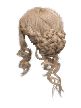 3D zarif kıvırcık, sarı saçlar izole edilmiş.