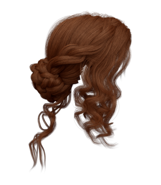 3D zarif kıvırcık, bağlanmış kızıl saçlar izole edilmiş.