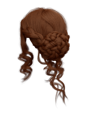 3D zarif kıvırcık, bağlanmış kızıl saçlar izole edilmiş.