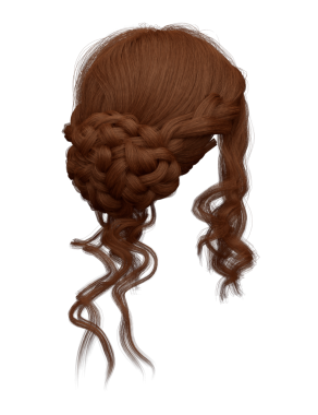 3D zarif kıvırcık, bağlanmış kızıl saçlar izole edilmiş.
