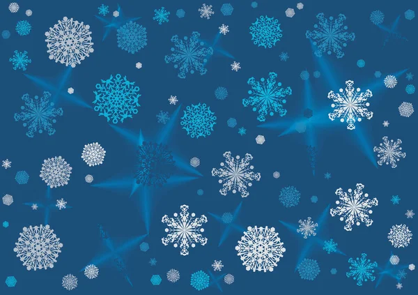 Abstrakcyjne Tło Płatki Śniegu Niebieskim Tle Ilustracja Wektora — Wektor stockowy