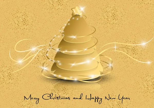 Lüks Noel arkaplanı, altın parıltı çizgisi ve Noel ağacı. vektör illüstrasyonu.