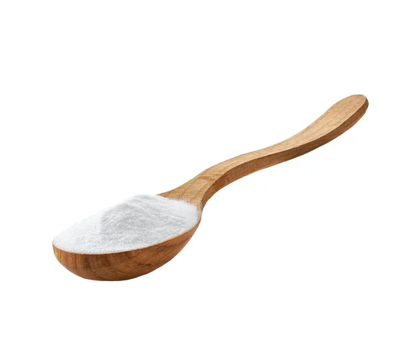Sodium Bicarbonate Wooden Spoon Isolated White Background — Stock Photo, Image
