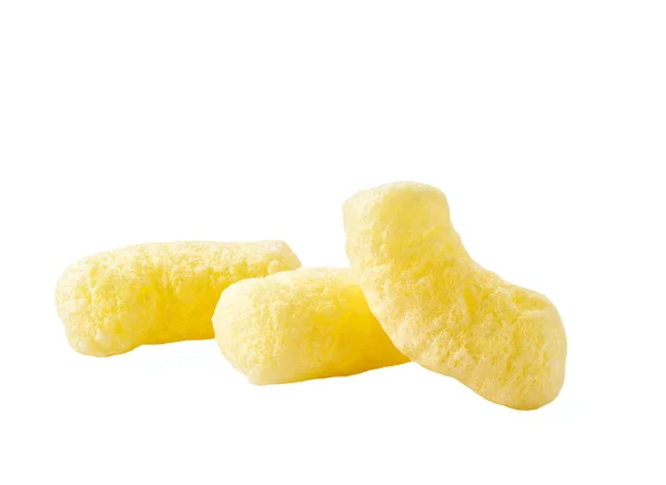 Set Snack Croccanti Mais Isolati Sfondo Bianco Deliziosi Bastoncini Mais — Foto Stock