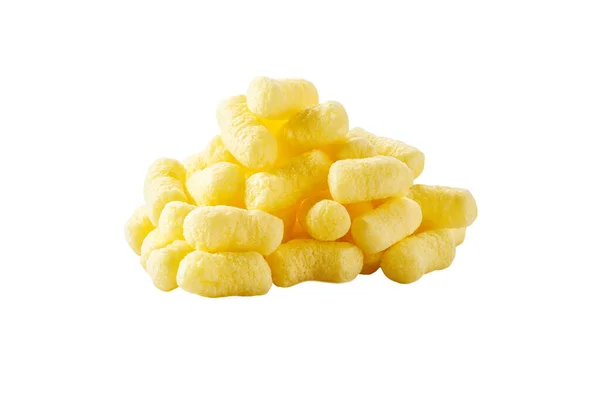 Big Bunch Crunchy Corn Snacks Isolated White Background — Stock Photo, Image