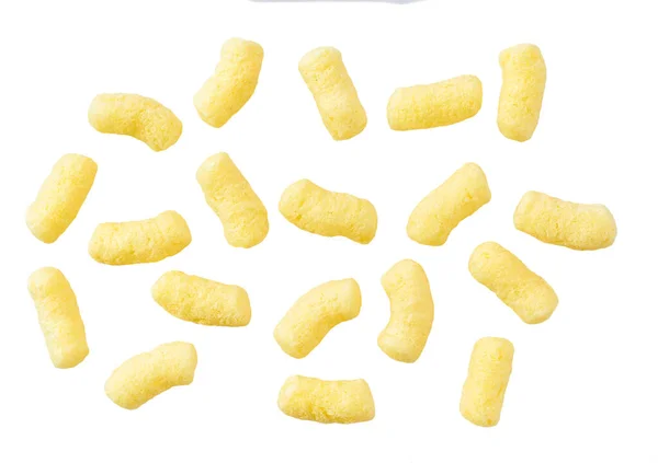 Falling Sweet Corn Sticks Isolated White Background Clipping Path Collection — Stock Photo, Image