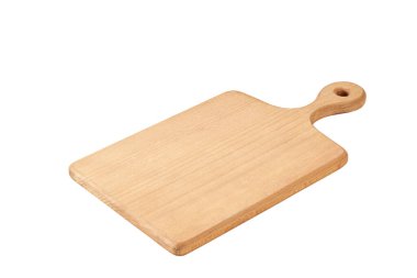 chopping board isolated on white background with clipping path. Cutting board made of natural wood.