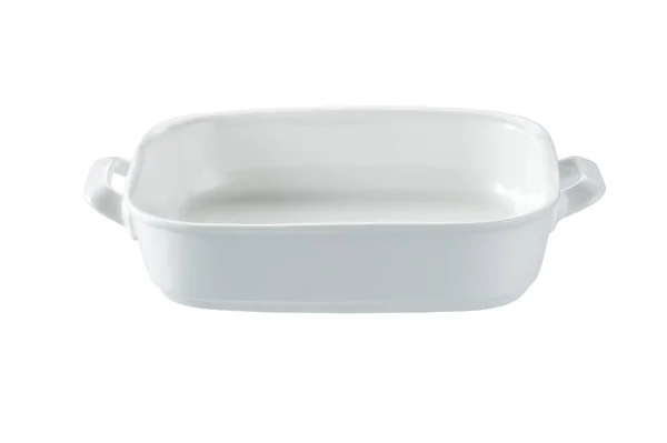 Porcelain Cooking Baking Dish Isolated White Background Ceramic Baking Dish — Stock Photo, Image