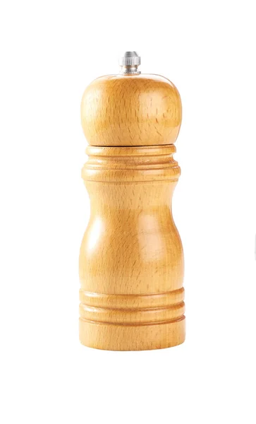 Wooden Pepper Mill Standing Isolated White Background Pepper Grinder Isolated — Stok fotoğraf