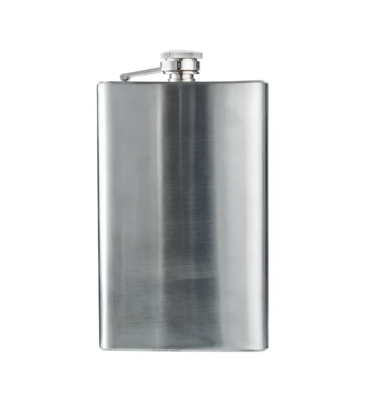 Hip Flask Alcohol Container Metal Iron Isolated White Background Stainless — Photo