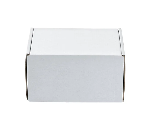 Blank Packaging White Cardboard Box Isolated White Background Clipping Path - Stock-foto