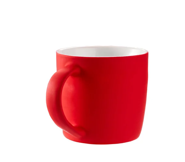 Керамічний Червоний Кухоль Ізольований Білому Тлі Чайна Чашка Ізольована — стокове фото