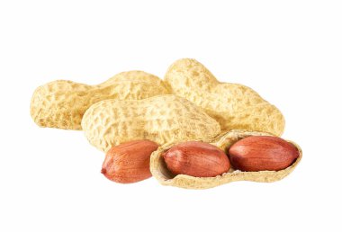 Useful peanut, close-up, isolated on white background. clipart