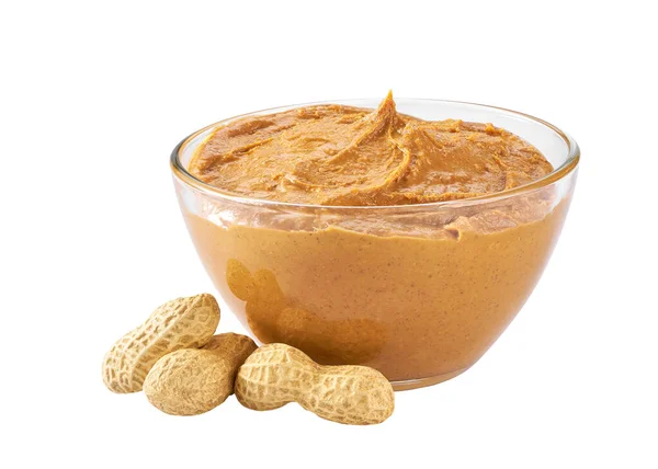 Creamy Peanut Butter Bowl Isolated White Background — Stock Photo, Image