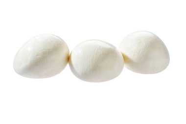 soft Italian mozzarella cheese balls isolated on white background. traditional italian mozzarella Buffalo cheese balls.